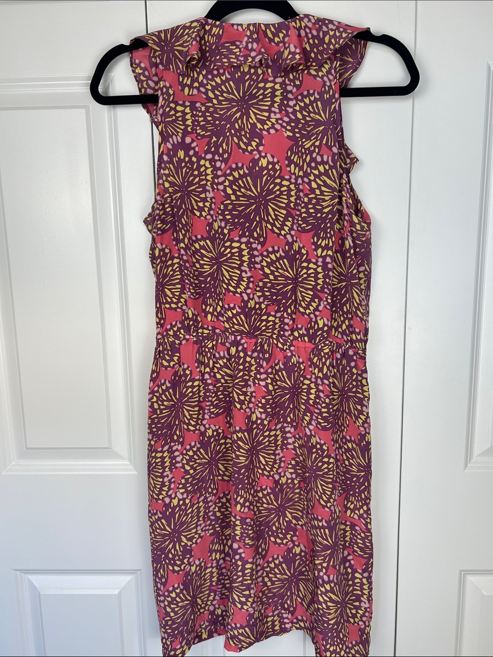 Jack & Ginger Silk Sleeveless Floral-Pattern Midi Dress with Ruffle Front Size M - Picture 6 of 8